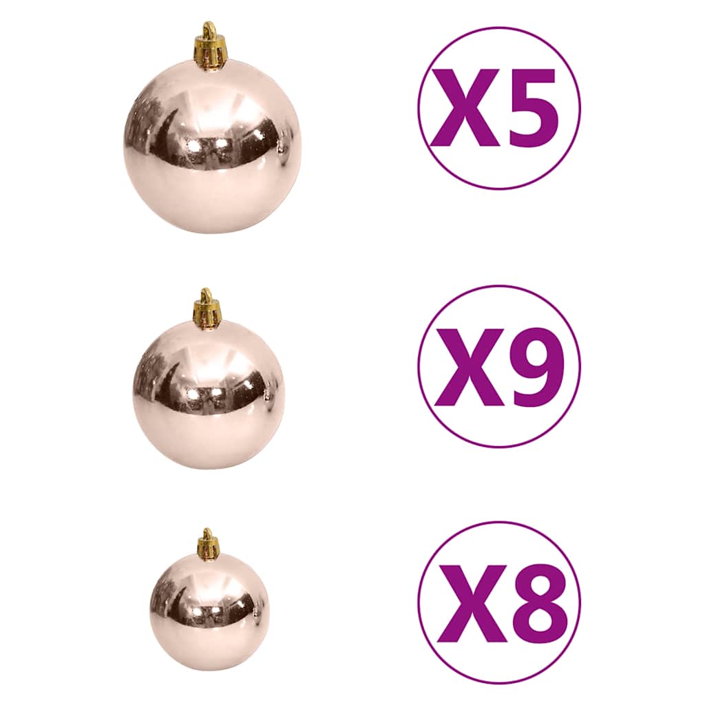 Set Natale con 60 Palline Punta e 150 Luci LED Oro Rosa