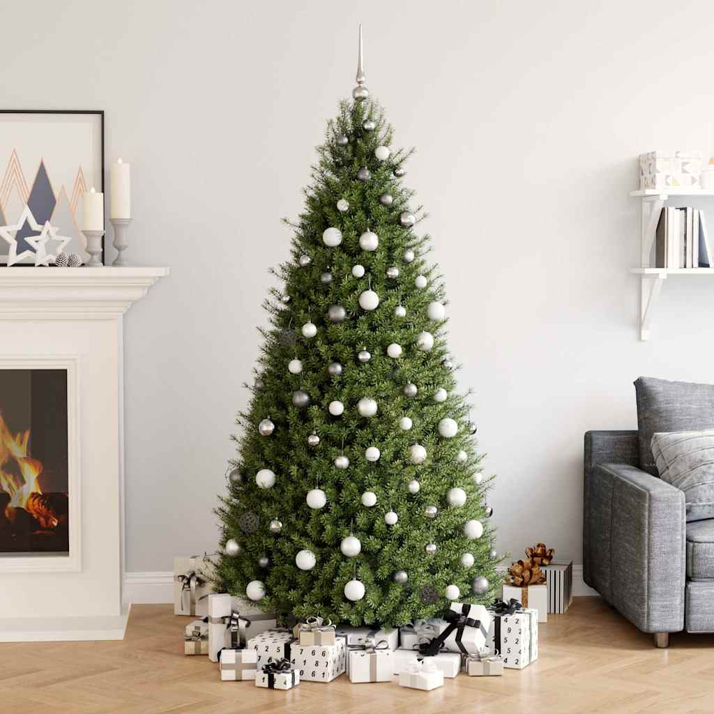 Set Natale con 60 Palline Punta e 150 Luci LED Bianco e Grigio