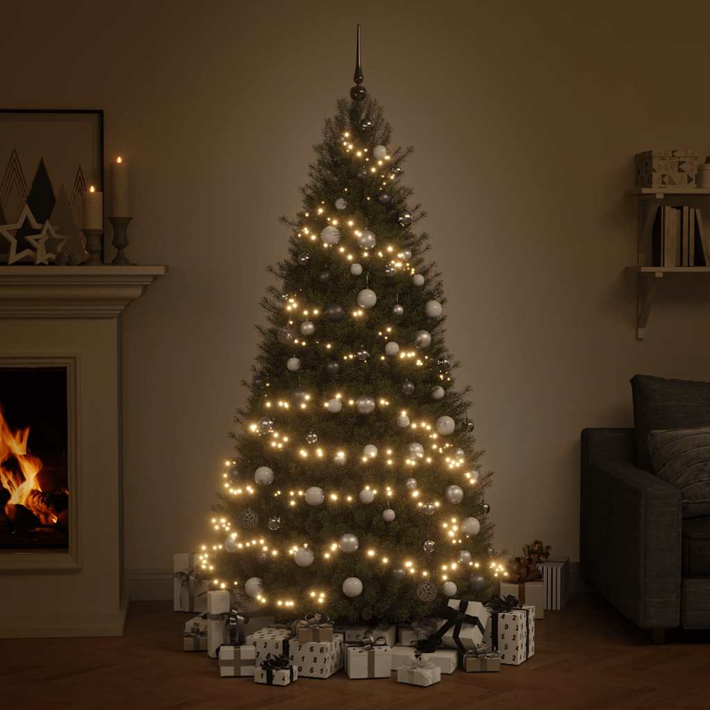 Set Natale con 60 Palline Punta e 150 Luci LED Bianco e Grigio