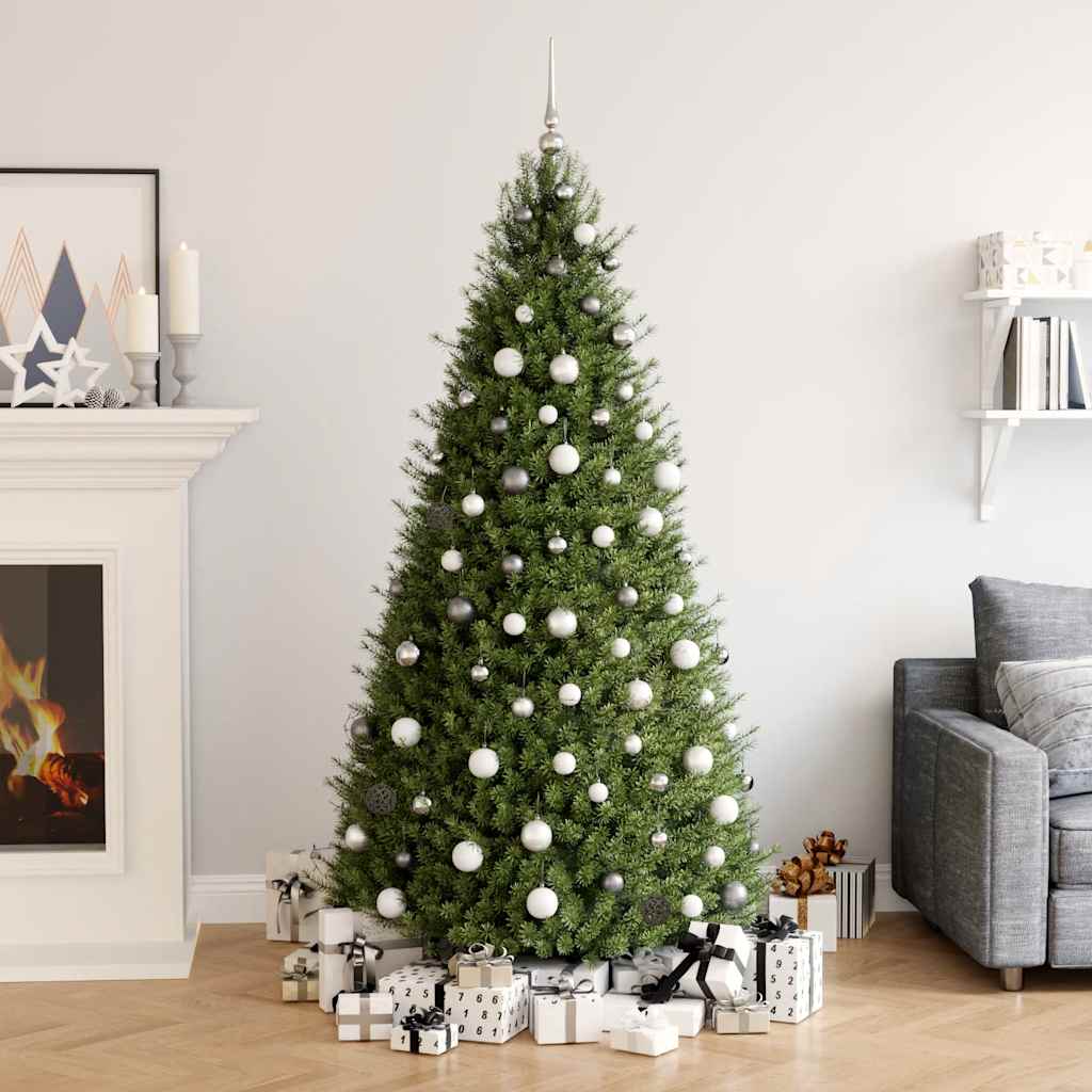 Set Natale con 120 Palline Punta e 300 Luci LED Bianco e Grigio