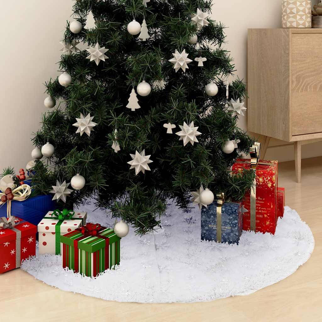 Gonna per albero di Natale di lusso bianca 122 cm in pelliccia sintetica