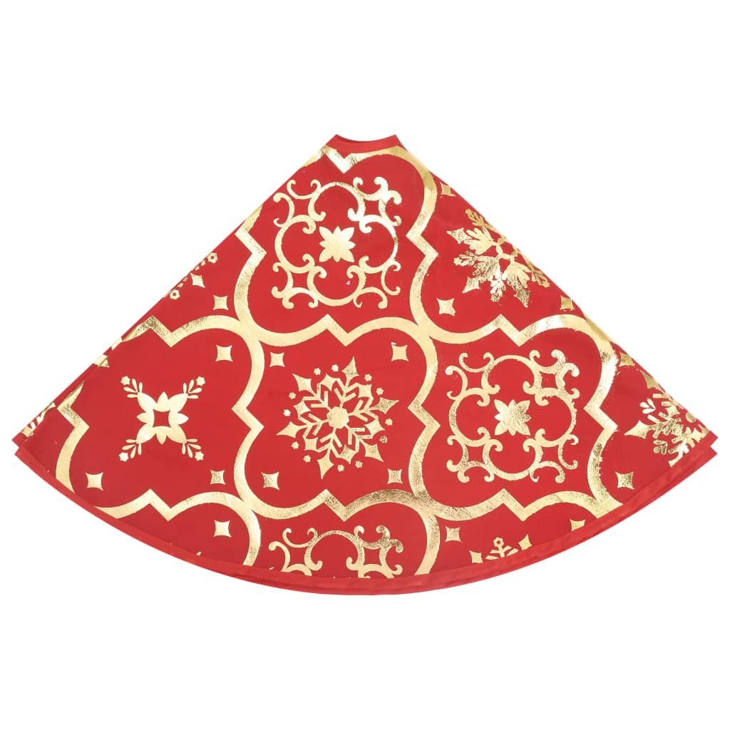 Gonna per albero di Natale di lusso con calza rossa 122 cm in tessuto
