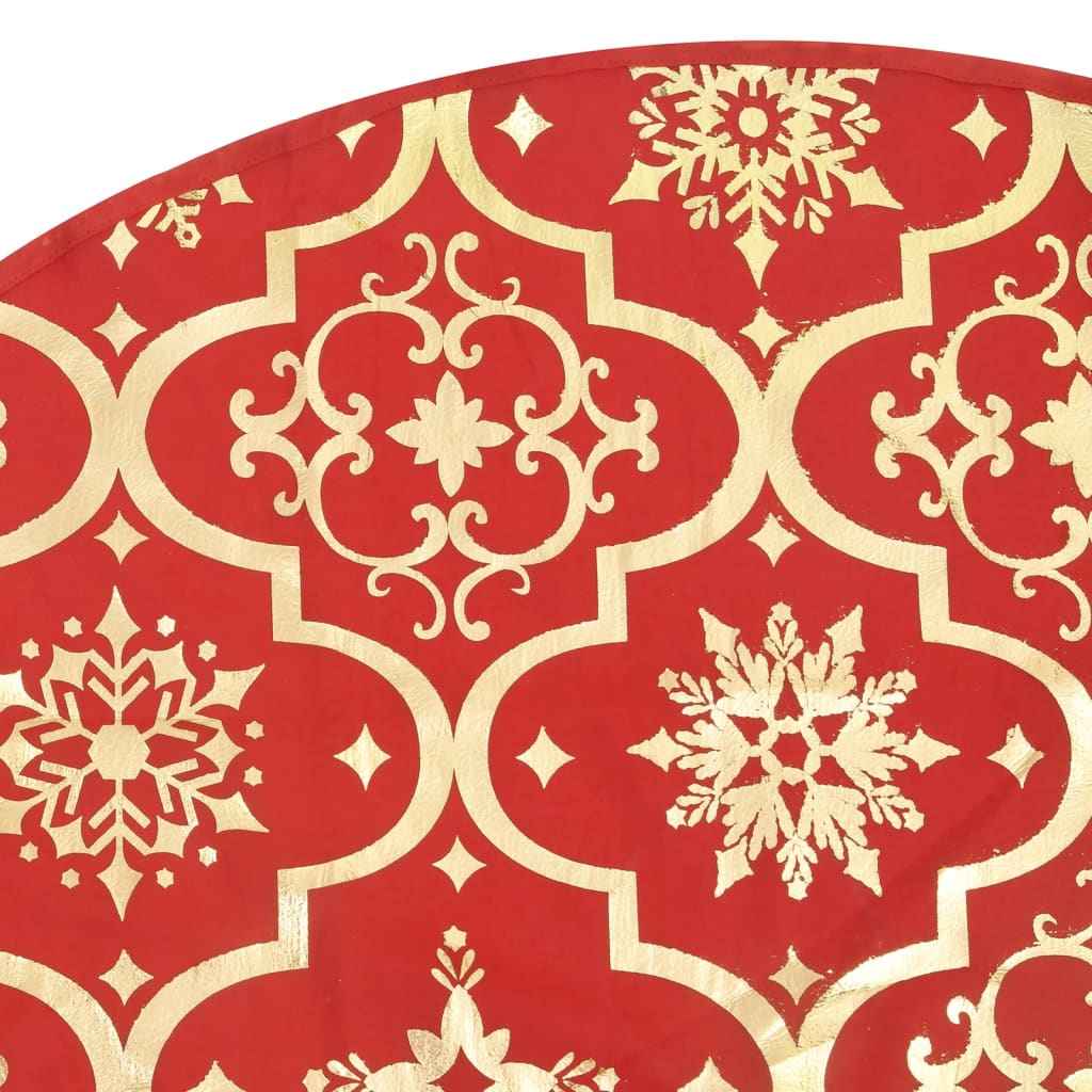 Gonna per albero di Natale di lusso con calza rossa 122 cm in tessuto