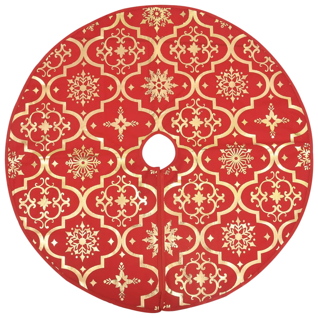 Gonna per albero di Natale di lusso con calza rossa 150 cm in tessuto