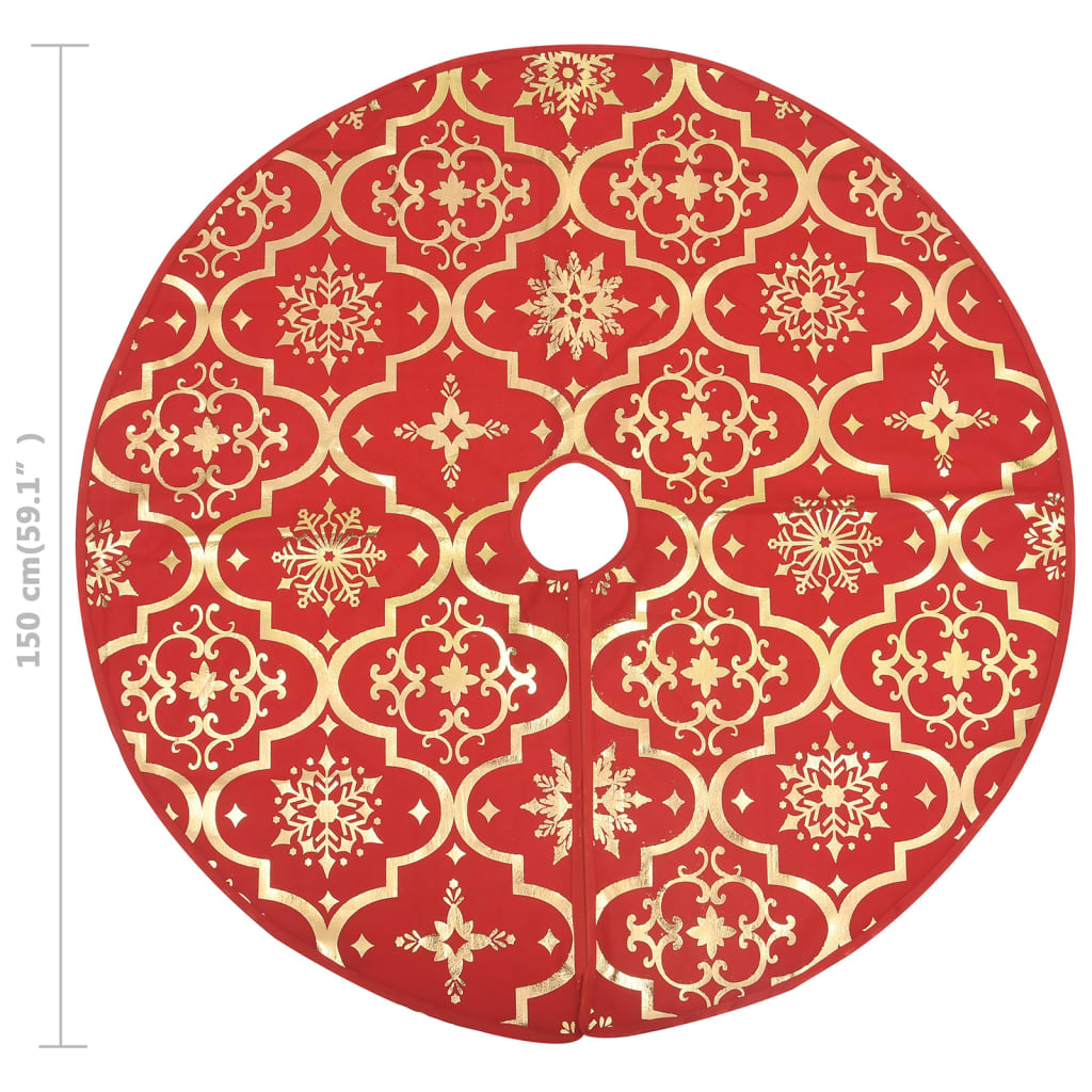 Gonna per albero di Natale di lusso con calza rossa 150 cm in tessuto