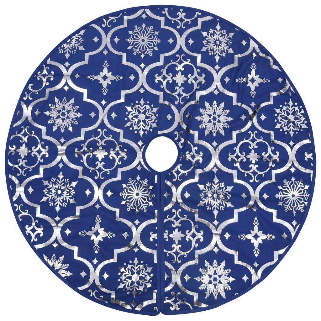 Gonna Albero Natale Raffinata con Calza Blu in Tessuto 90 cm