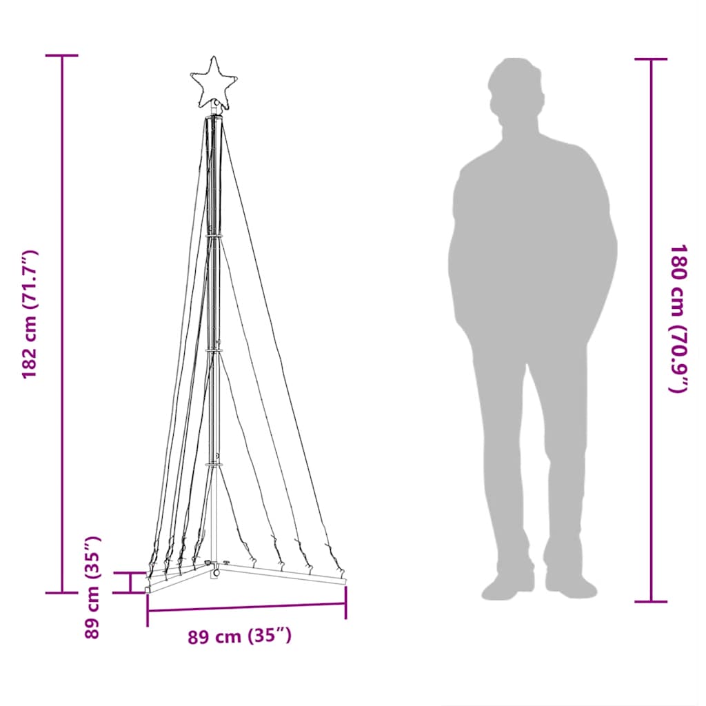 Albero di Natale a LED 339 LED Bianco Caldo 182 cm