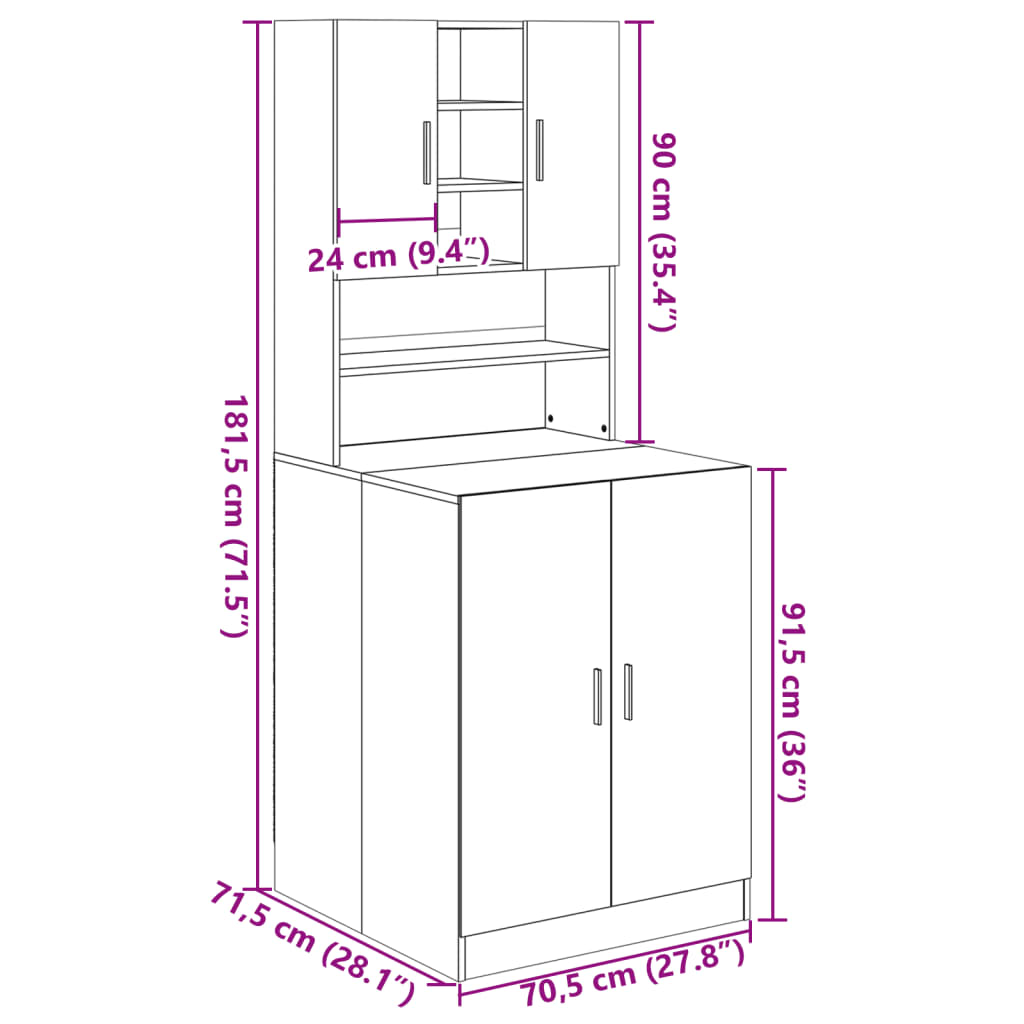 Mobili Lavatrice 2pz Rovere Sonoma in Legno Multistrato
