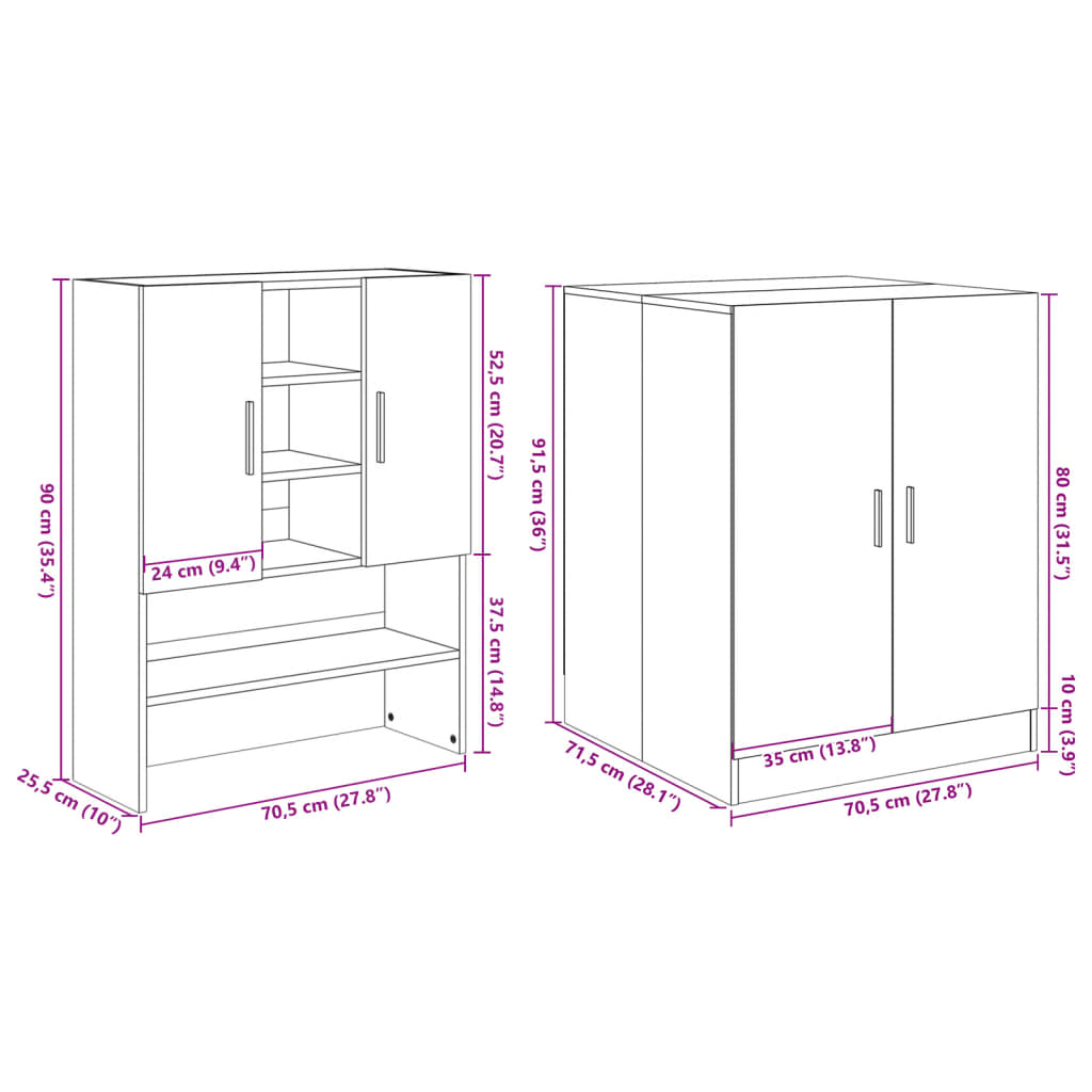 Mobili Lavatrice 2pz Rovere Sonoma in Legno Multistrato