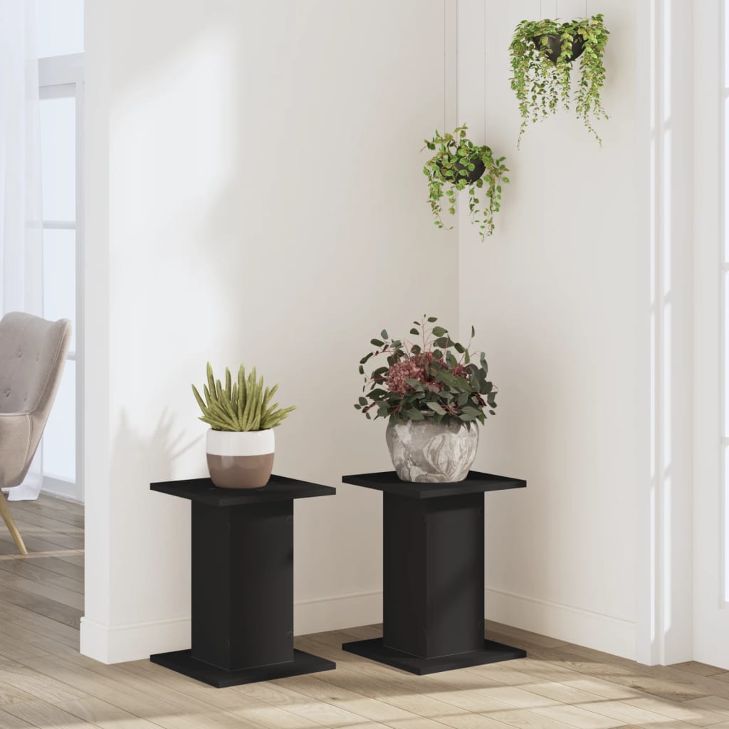 Supporti per Piante 2 pz Neri 30x30x40 cm Legno Multistrato