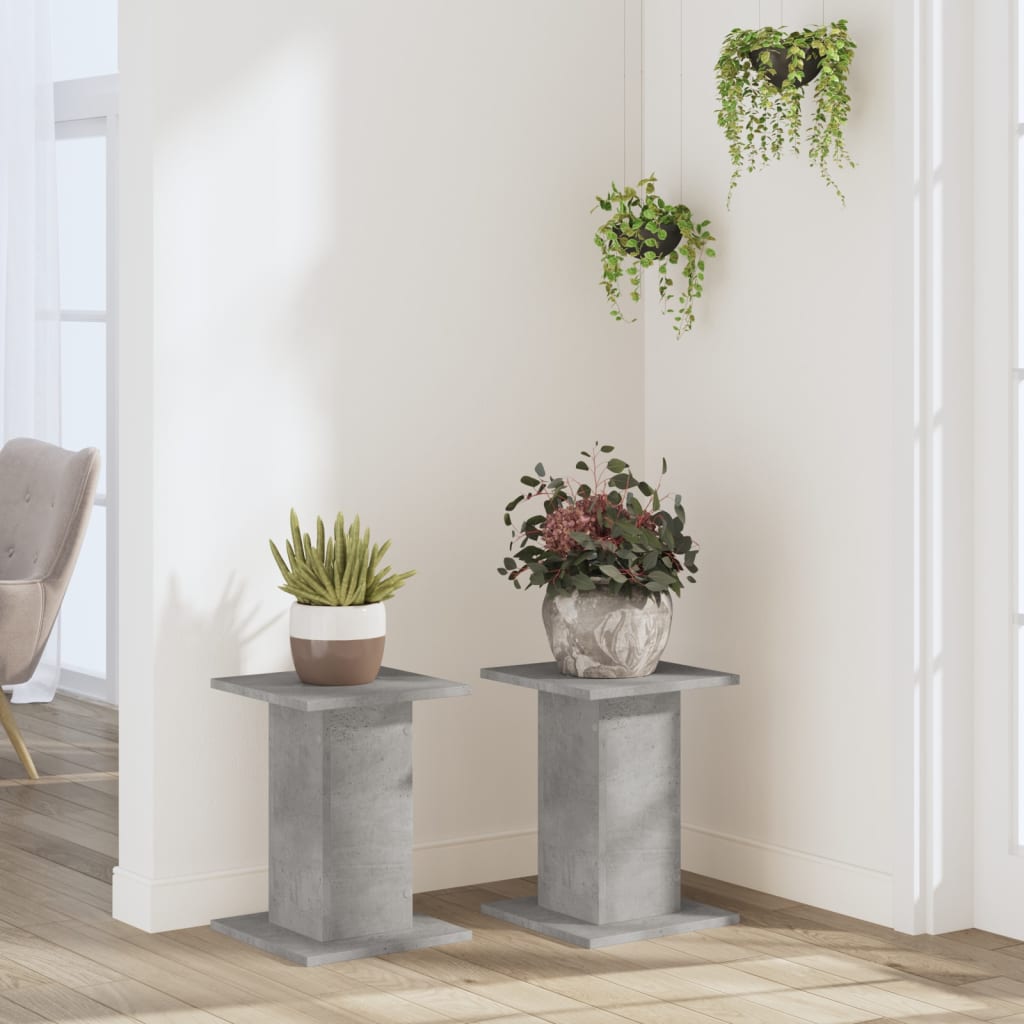 Supporti per Piante 2 pz Grigio Cemento 30x30x50 cm Truciolato