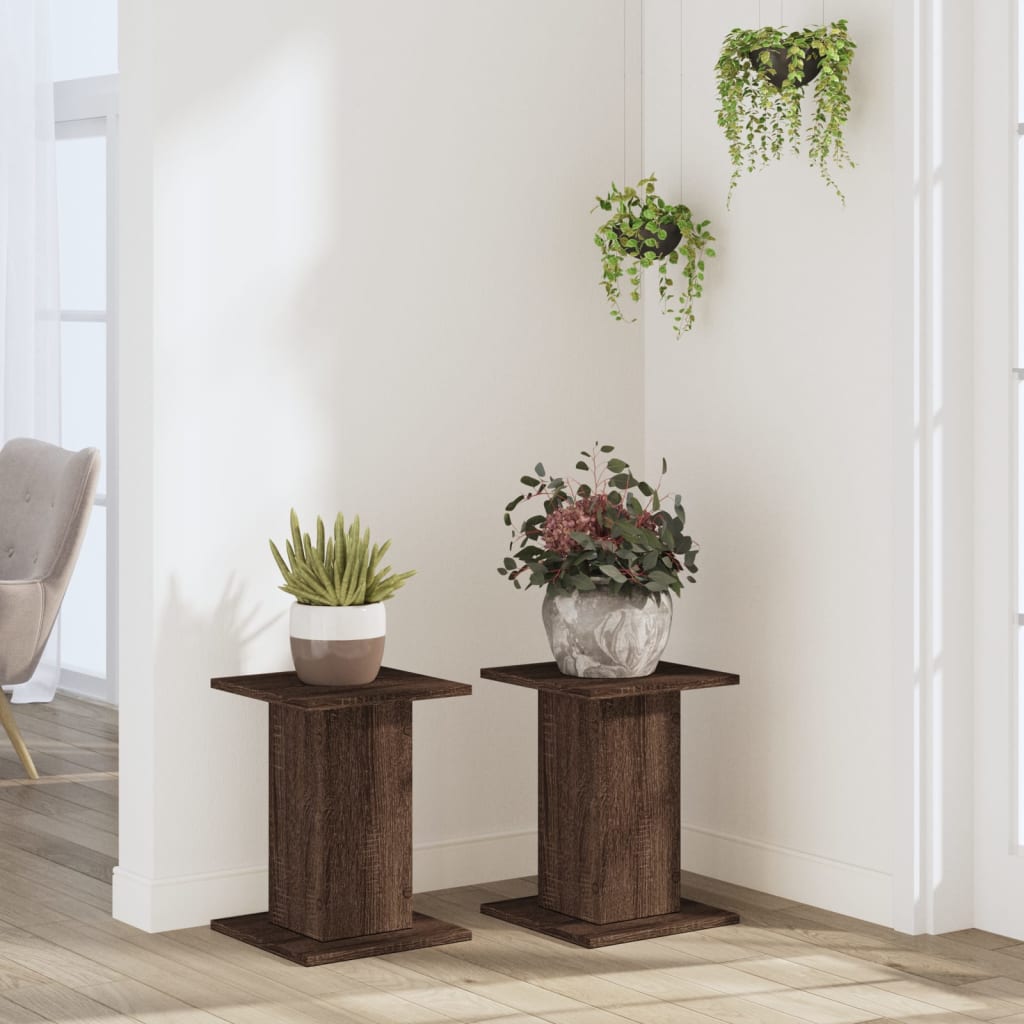 Supporti per Piante 2 pz Rovere Marrone 30x30x40 cm Truciolato