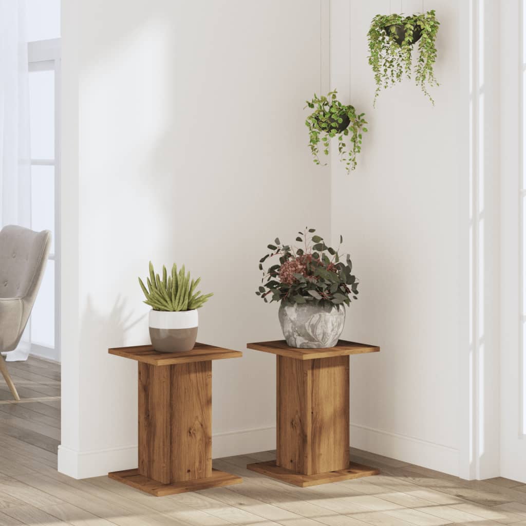 Supporti Piante 2 pz Rovere Artigianale 30x30x40 cm Truciolato