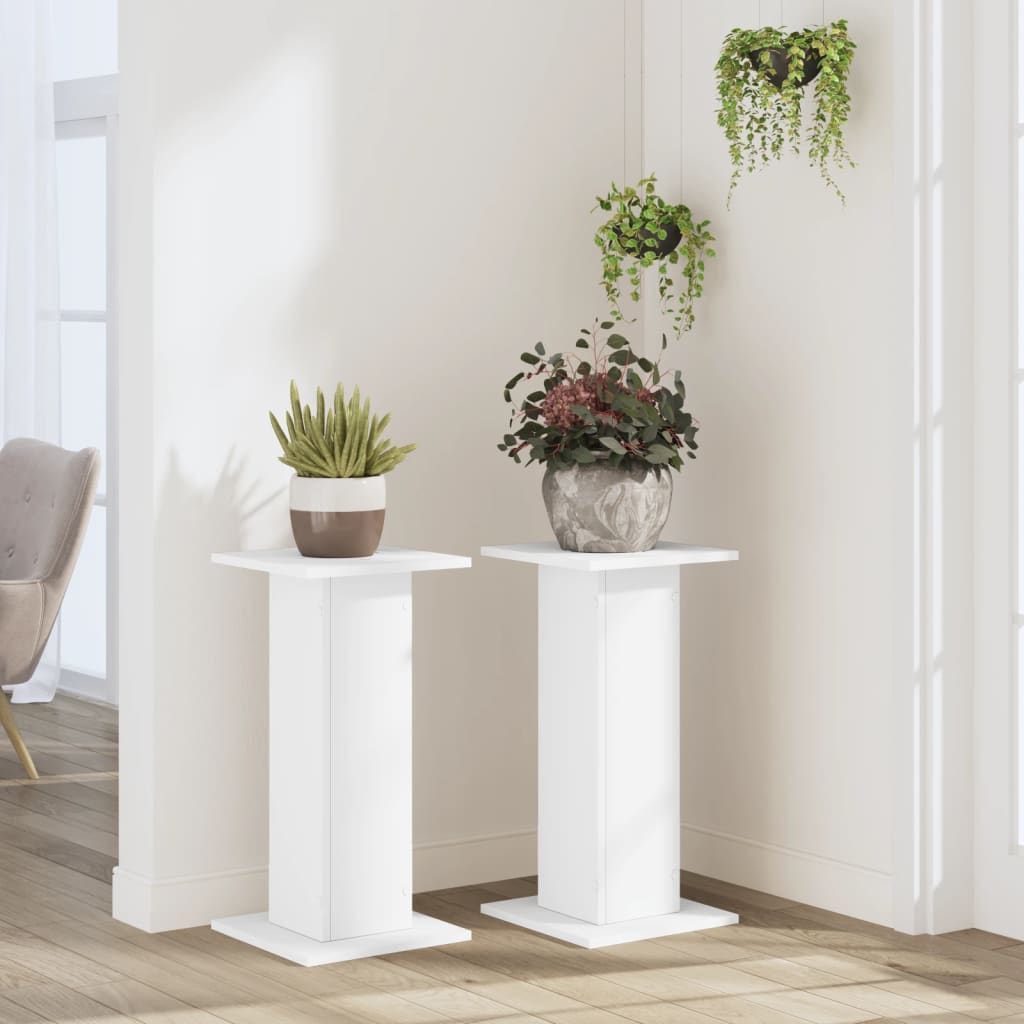 Supporti per Piante 2 pz Bianchi 30x30x60 cm Legno Multistrato