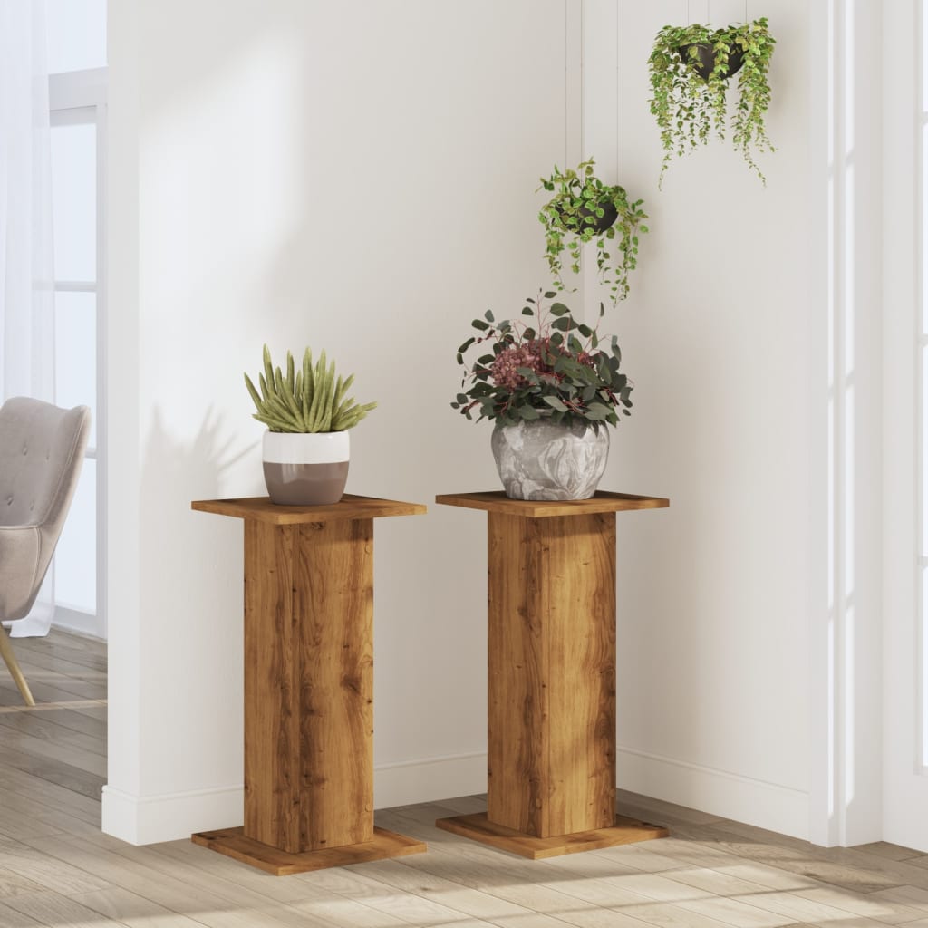 Supporti Piante 2 pz Rovere Artigianale 30x30x60 cm Truciolato