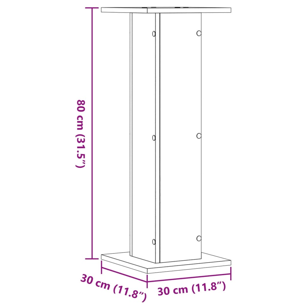 Supporti Piante 2 pz Rovere Artigianale 30x30x80 cm Truciolato