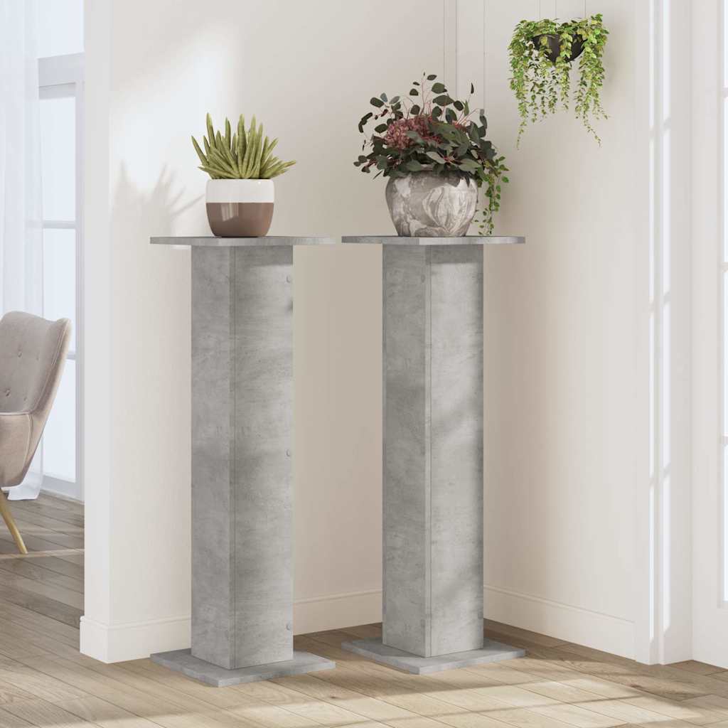 Supporti per Piante 2 pz Grigio Cemento 30x30x95 cm Truciolato