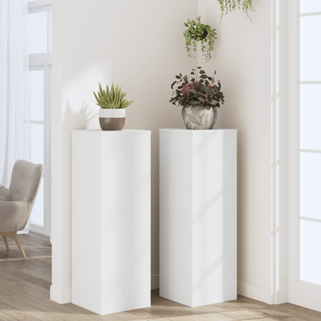 Supporti per Piante 2 pz Bianchi 33x33x100 cm Legno Multistrato