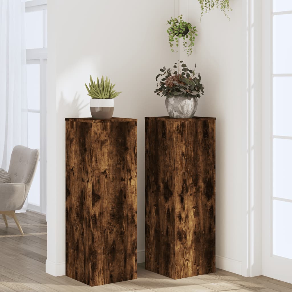 Supporti per Piante 2 pz Rovere 33x33x100 cm Legno Multistrato