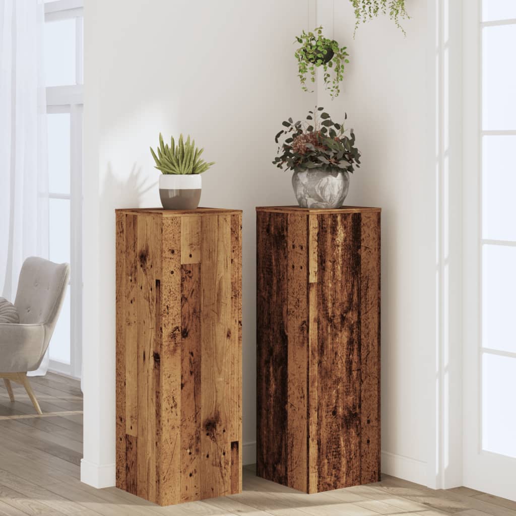 Supporti per Piante 2 pz Legno Vecchio 33x33x100 cm Multistrato
