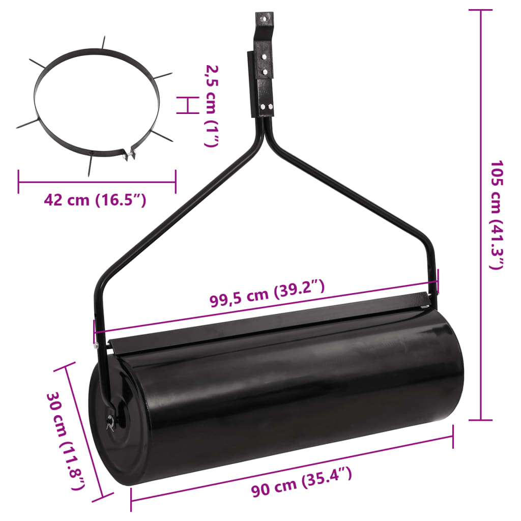Rullo da Giardino trainabile con Aeratore a Morsetti Nero 63 L in Ferro