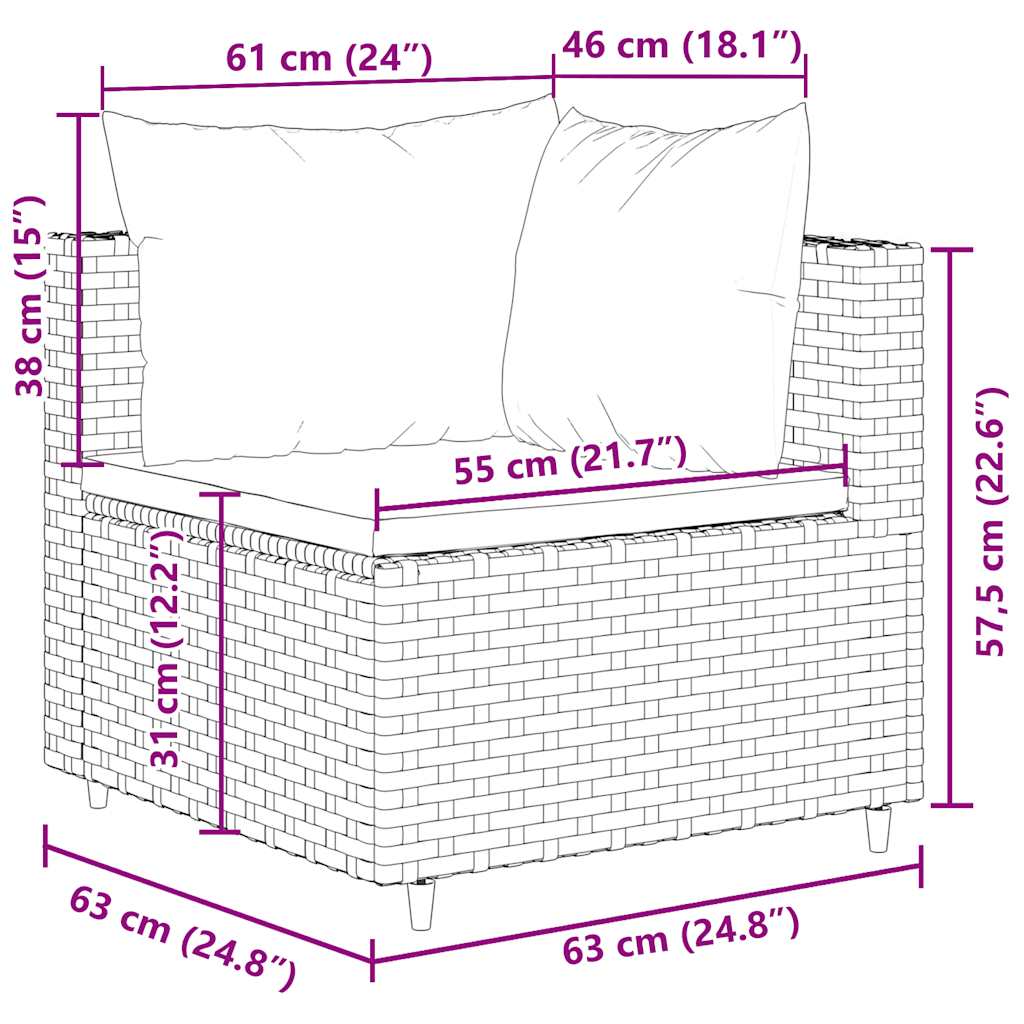Set Mobili da Giardino 6 pz con Cuscini in Polyrattan Nero
