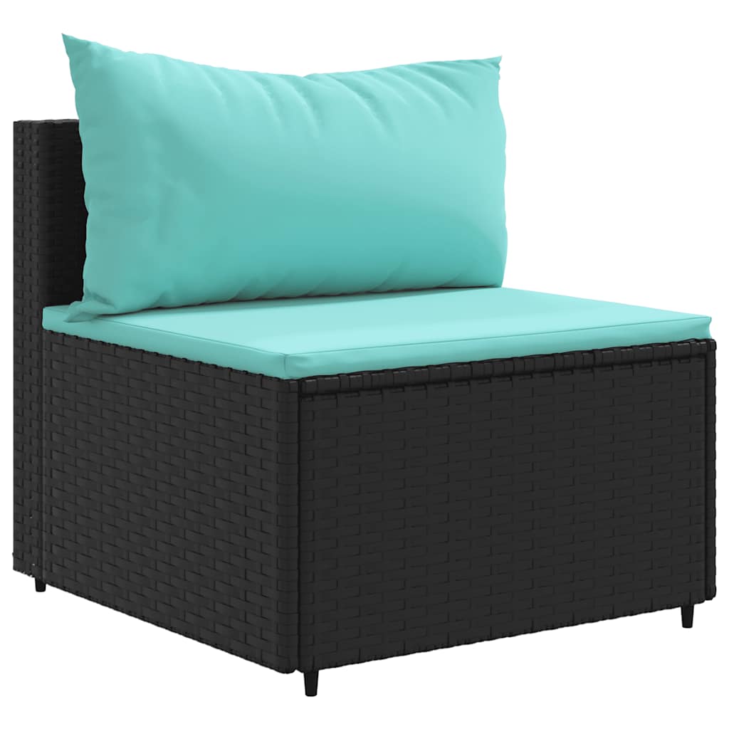 Set Mobili da Giardino 6 pz con Cuscini in Polyrattan Nero
