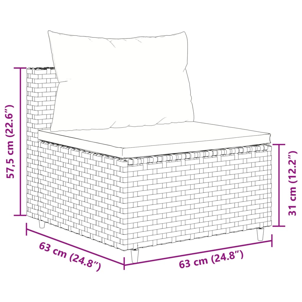 Set Divani da Giardino 5 pz con Cuscini Nero in Polyrattan