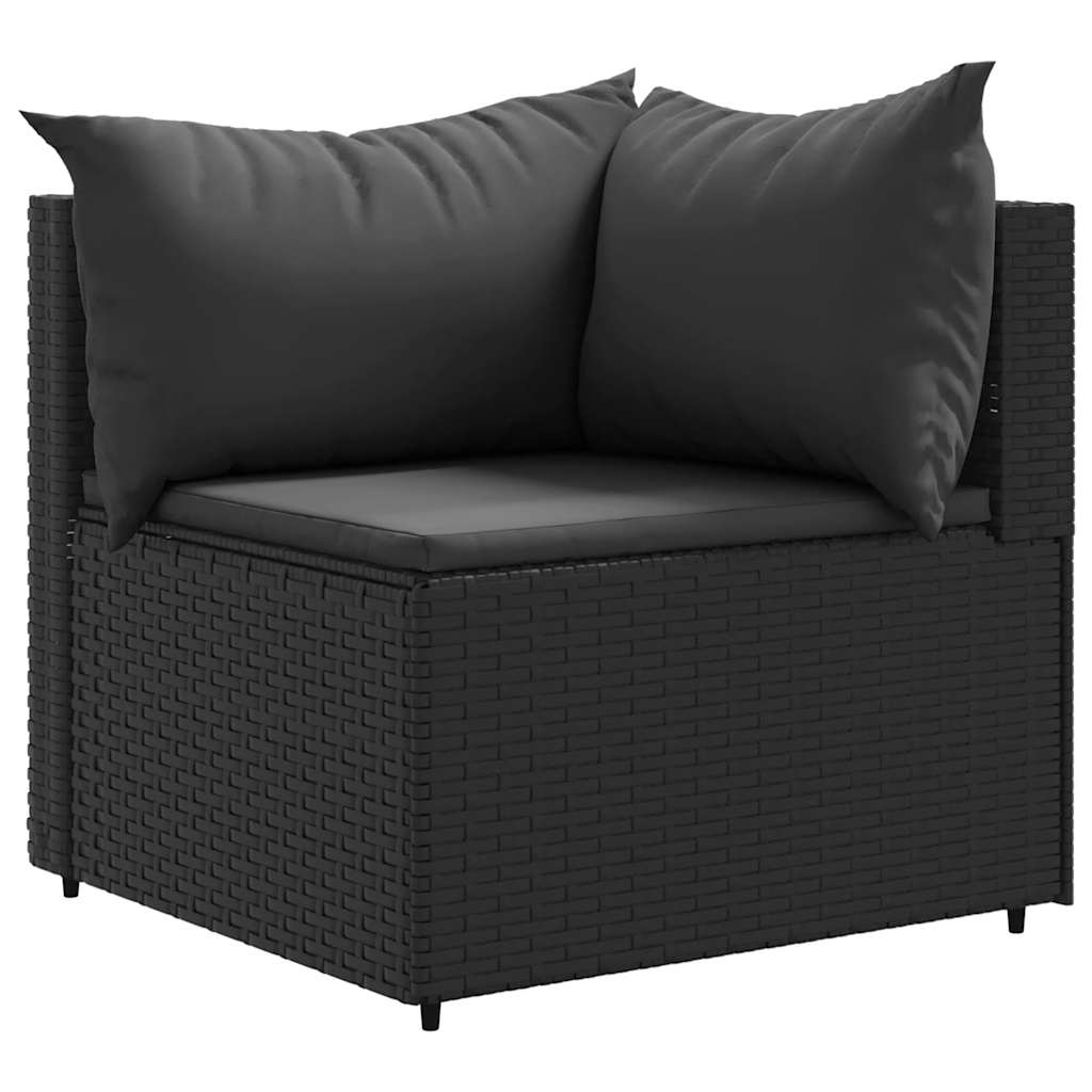 Set Divani da Giardino 5 pz con Cuscini Nero in Polyrattan