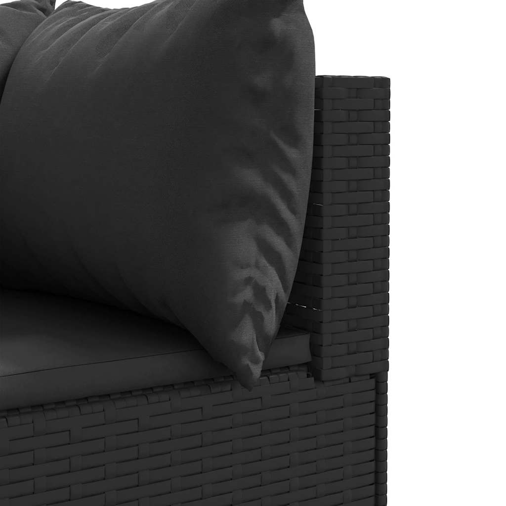 Set Divani da Giardino 5 pz con Cuscini Nero in Polyrattan