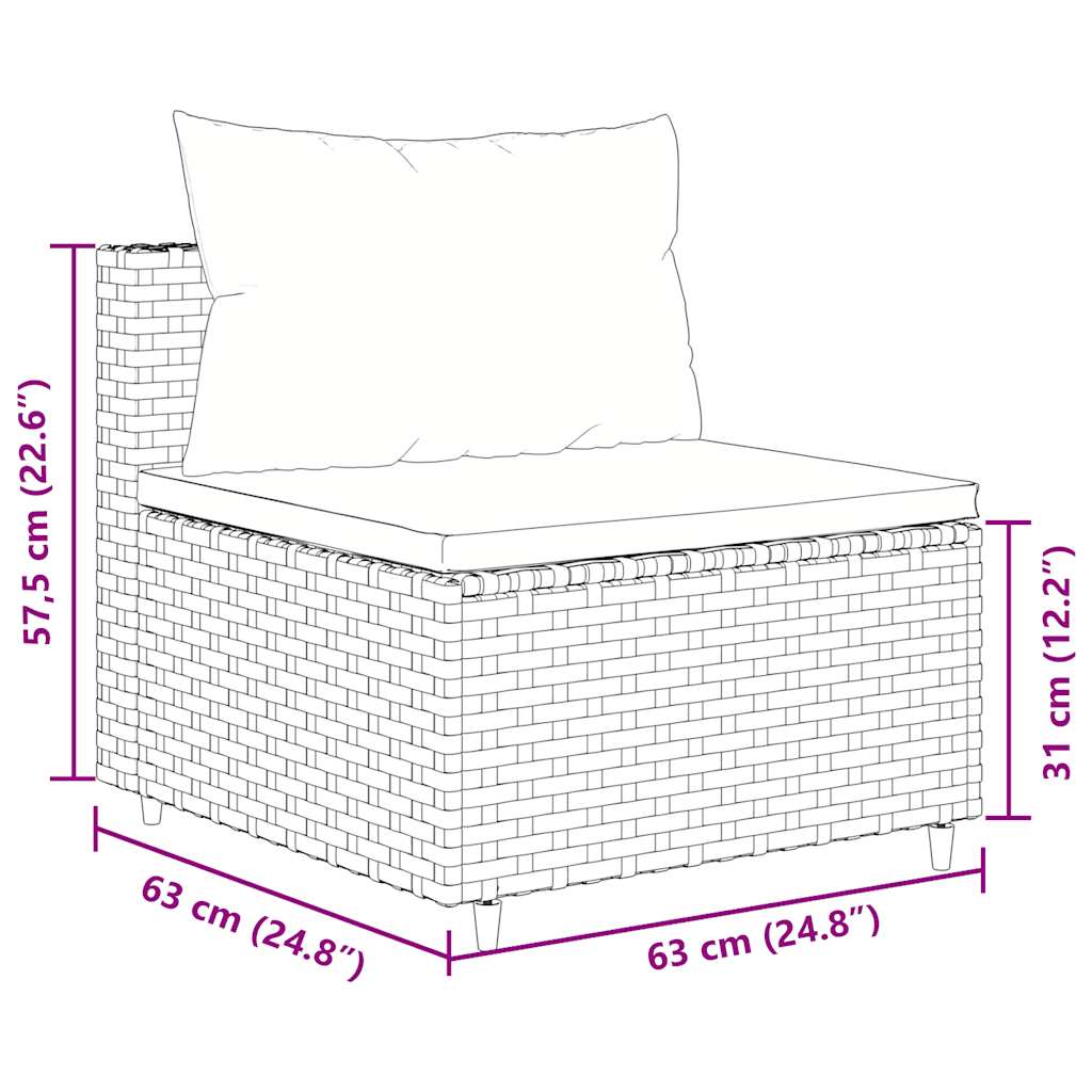 Set Divani da Giardino 5 pz con Cuscini Marrone in Polyrattan