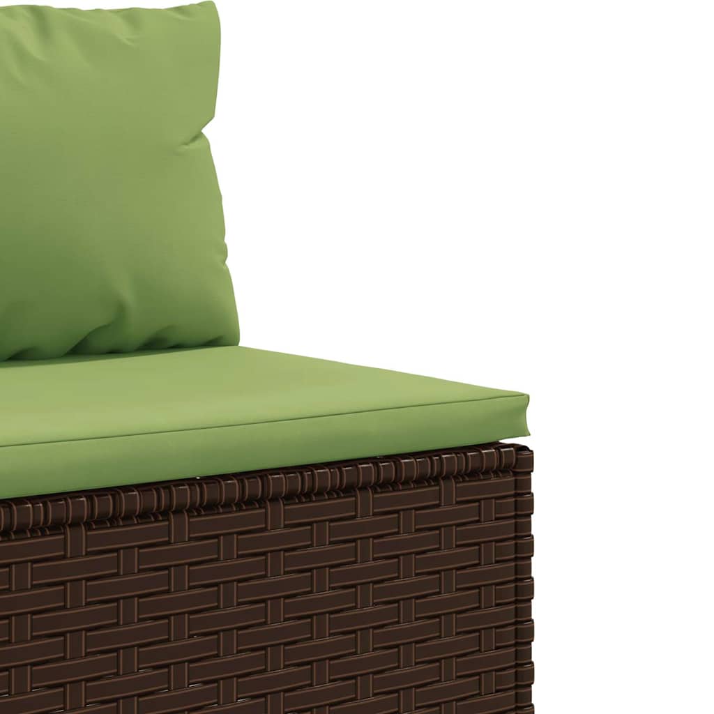 Set Divani da Giardino 5 pz con Cuscini Marrone in Polyrattan