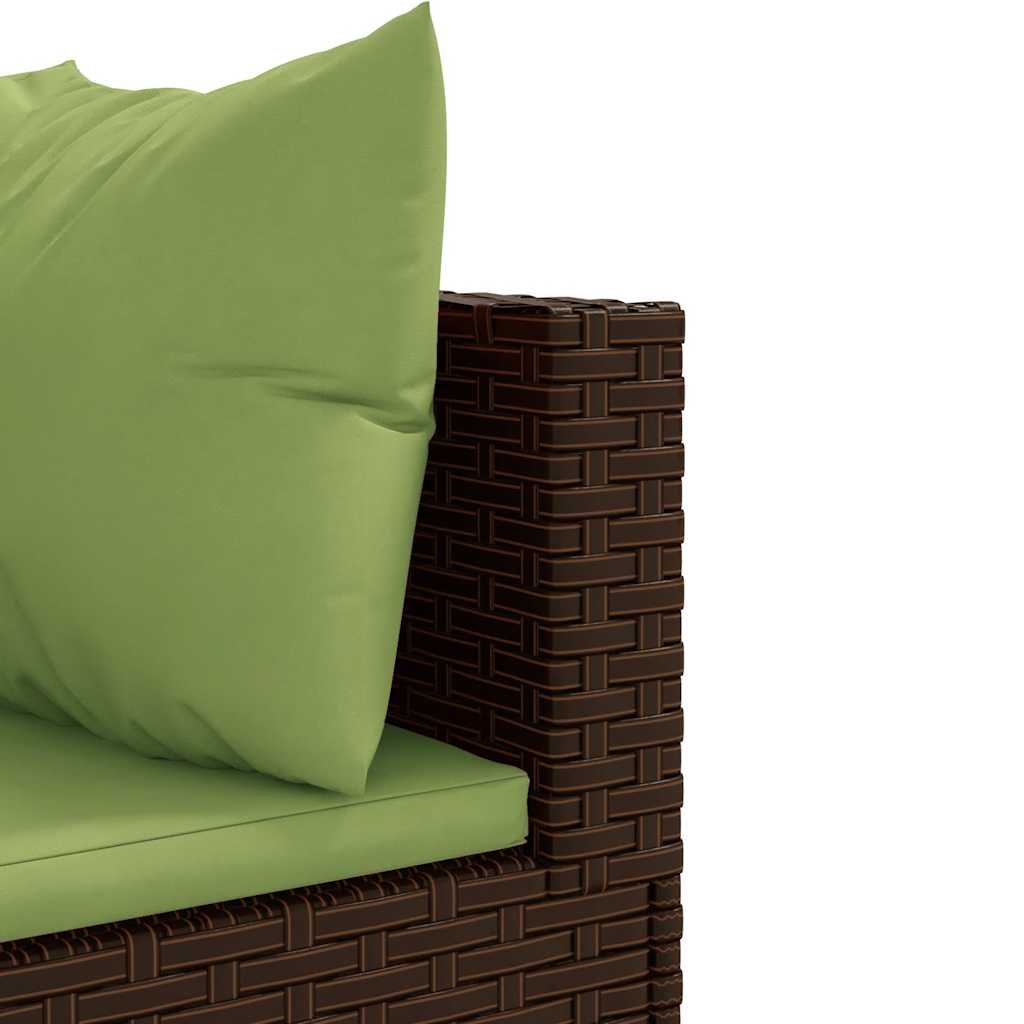 Set Divani da Giardino 5 pz con Cuscini Marrone in Polyrattan