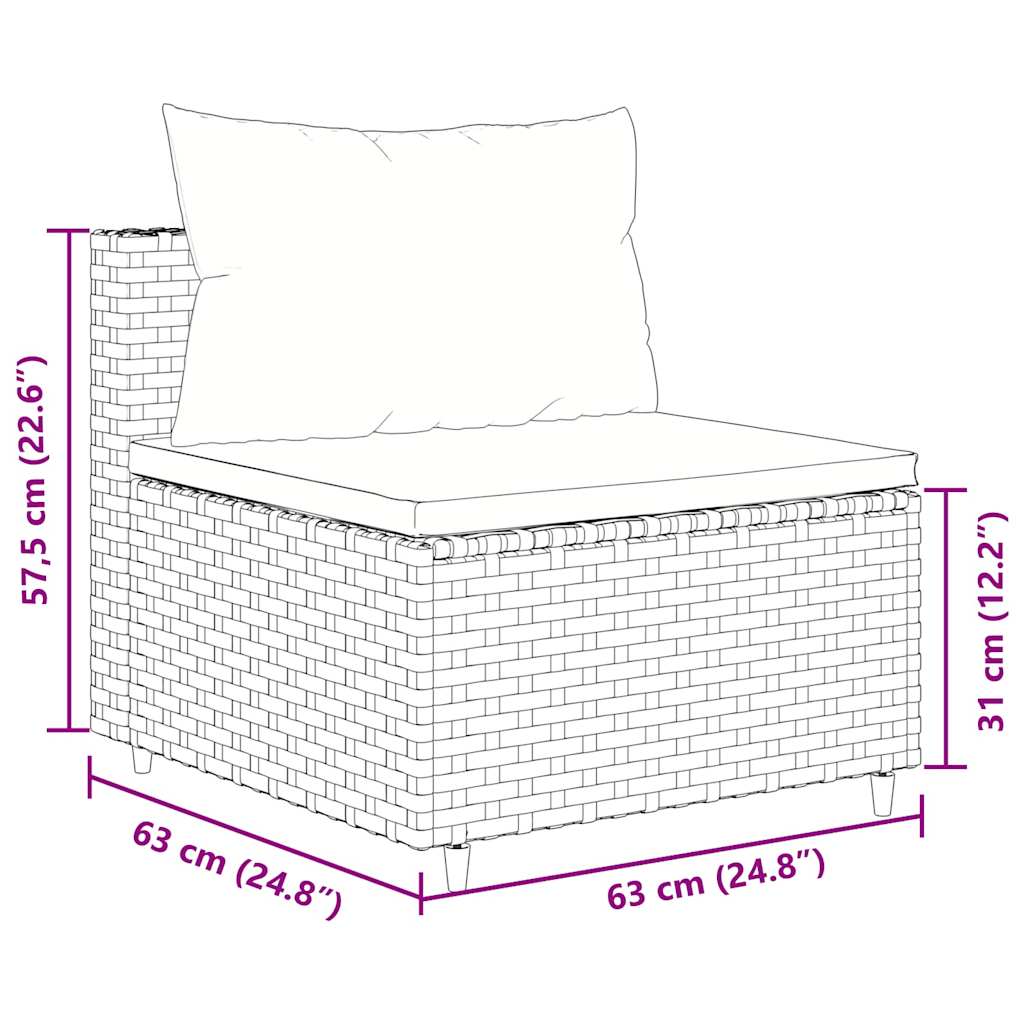 Set Divani da Giardino 7 pz con Cuscini in Polyrattan Grigio