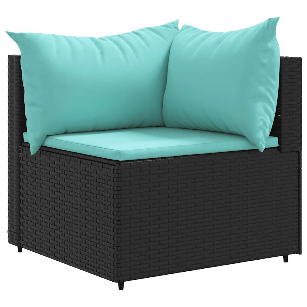 Set Mobili da Giardino 6 pz con Cuscini in Polyrattan Nero