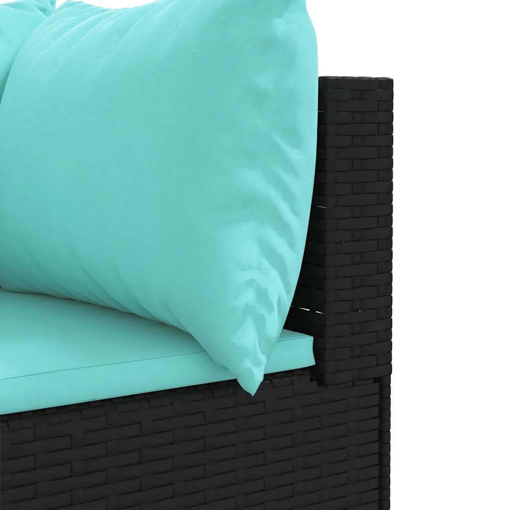Set Mobili da Giardino 6 pz con Cuscini in Polyrattan Nero