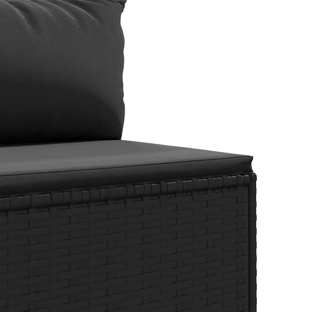 Set Mobili da Giardino 6 pz con Cuscini in Polyrattan Nero