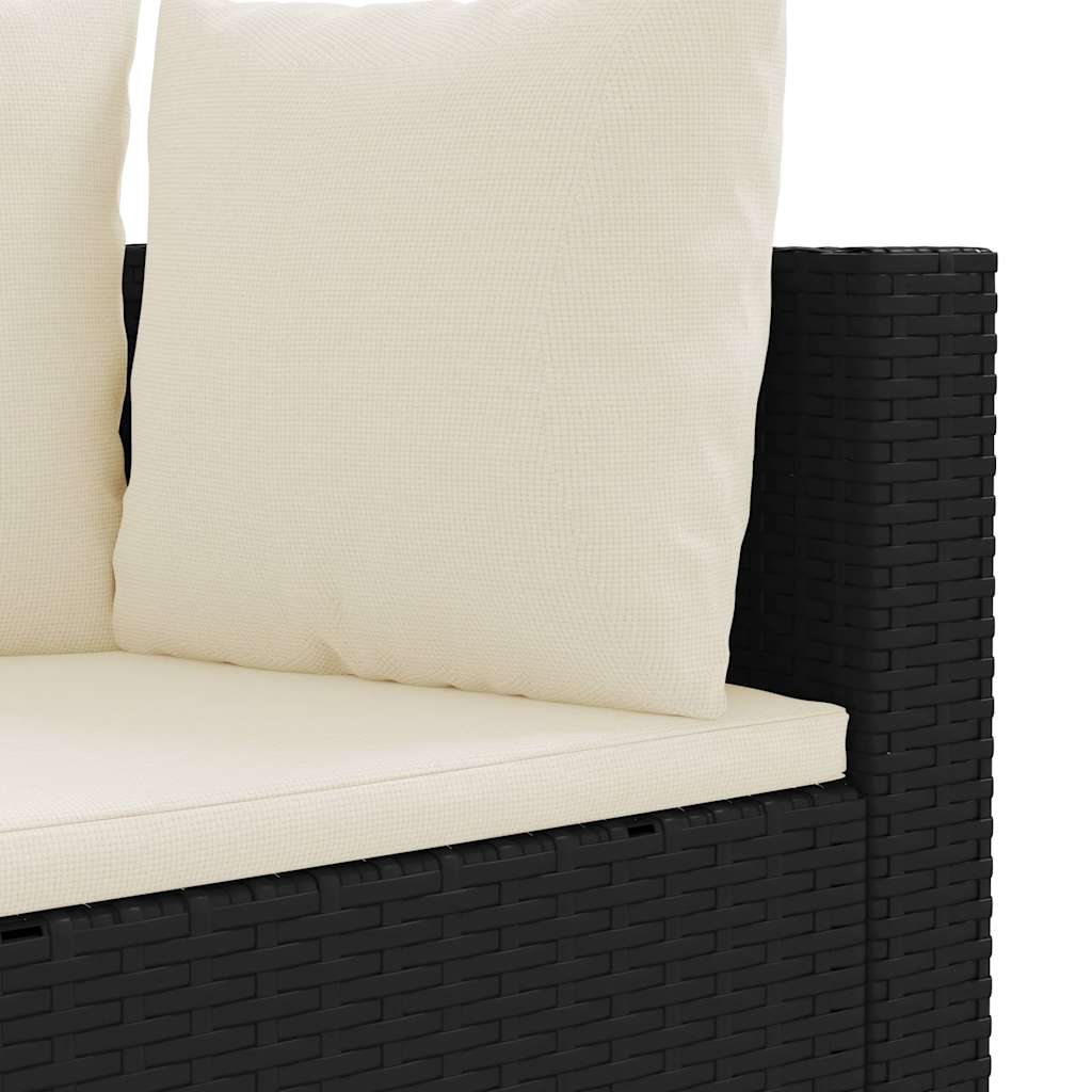 Set Divani da Giardino con Cuscini 7pz Nero Polyrattan
