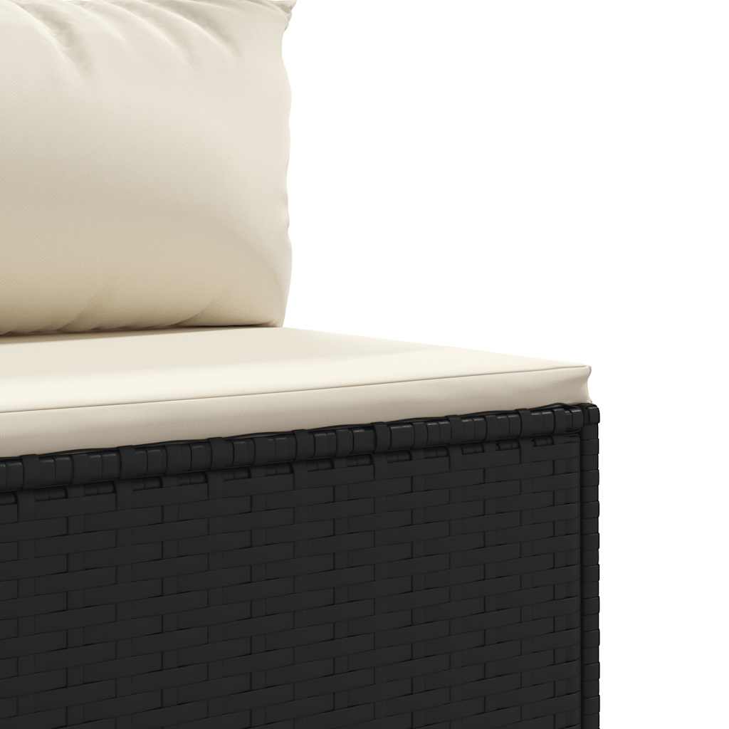 Set Divani da Giardino con Cuscini 7pz Nero Polyrattan