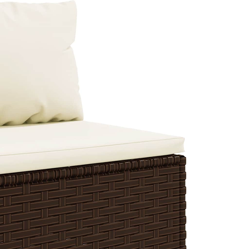 Set Divani da Giardino 7 pz con Cuscini Marrone in Polyrattan