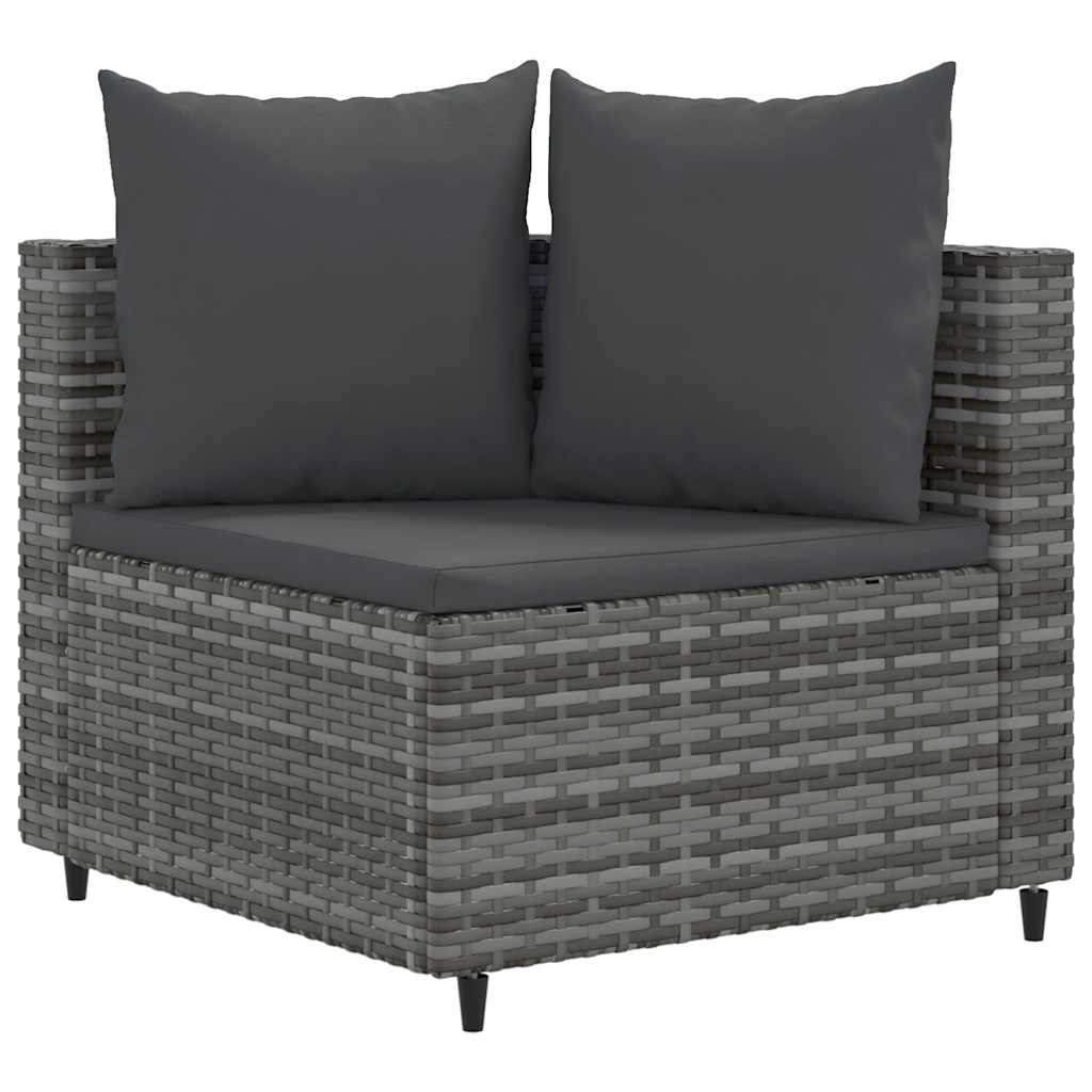 Set Divani da Giardino 7 pz con Cuscini Grigio in Polyrattan