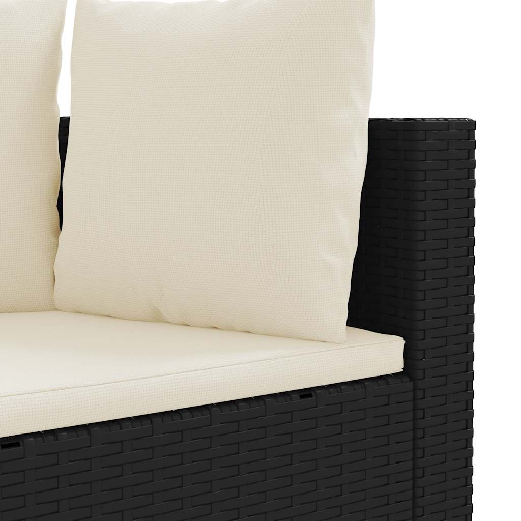 Set Divano da Giardino 6 pz con Cuscini Nero in Polyrattan