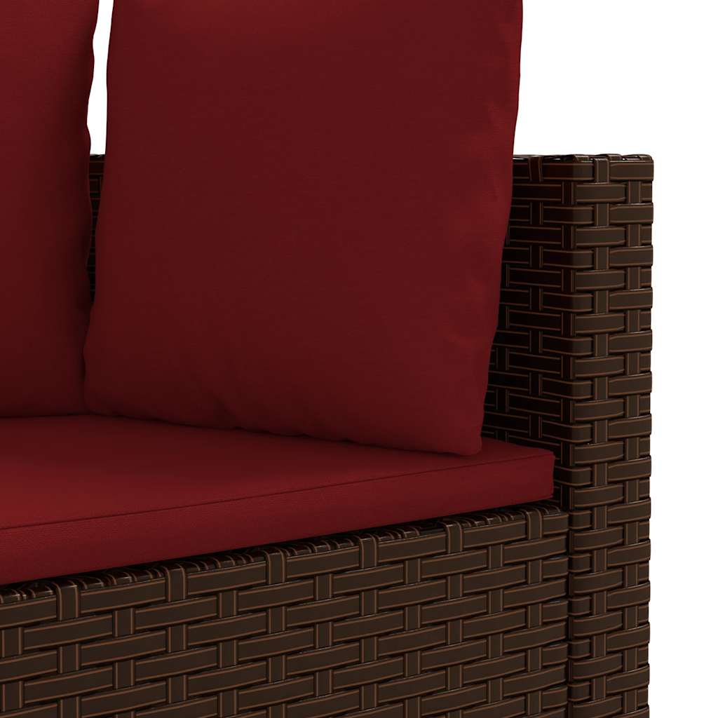 Set Divano da Giardino 6 pz con Cuscini Marrone in Polyrattan