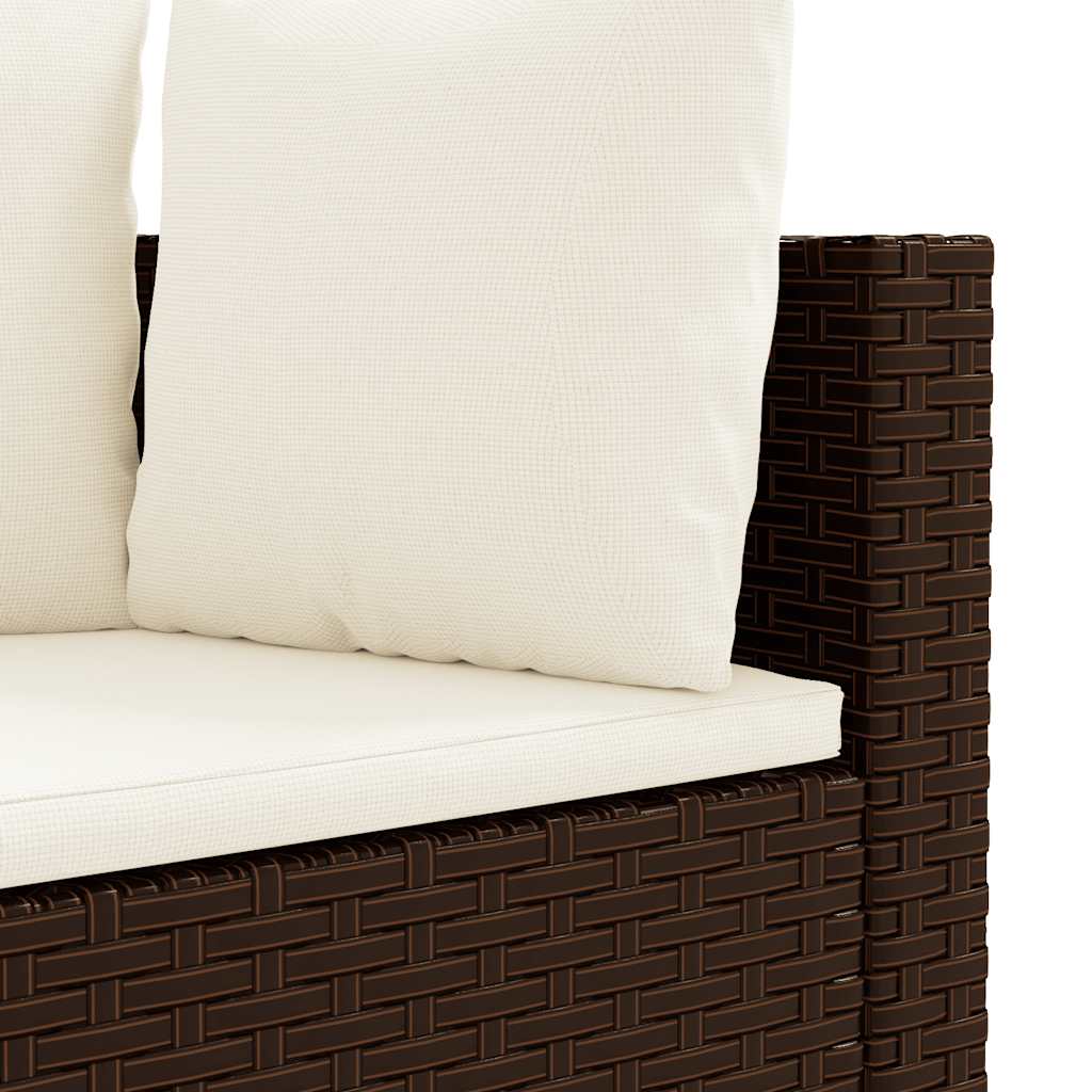 Set Divani da Giardino 7 pz con Cuscini Marrone in Polyrattan