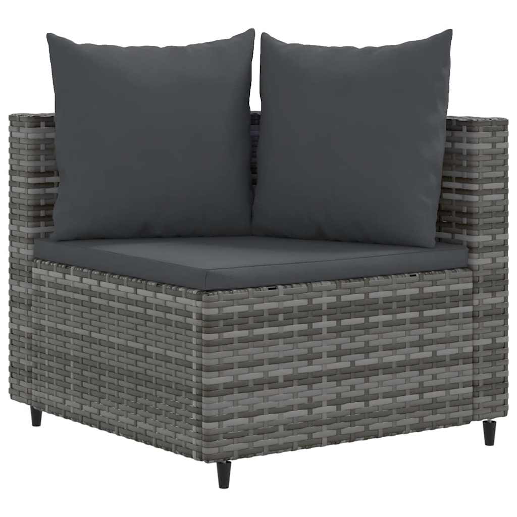 Set Divani da Giardino 7 pz con Cuscini Grigio in Polyrattan