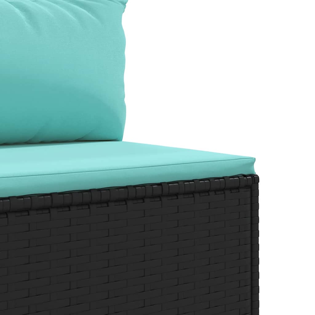 Set Divani da Giardino con Cuscini 7pz Nero Polyrattan