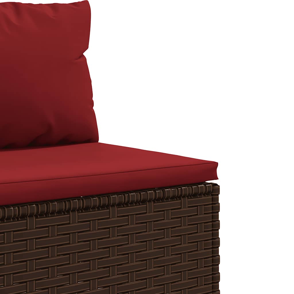 Set Divani da Giardino 7 pz con Cuscini Marrone in Polyrattan