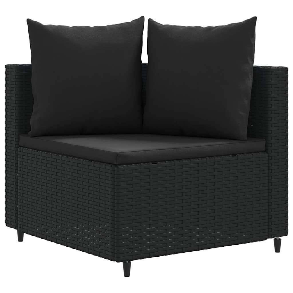 Set Divani da Giardino 5 pz con Cuscini in Polyrattan Nero