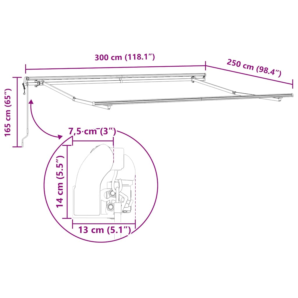 Tenda da Sole Retrattile Automatica Bordò 300x250 cm
