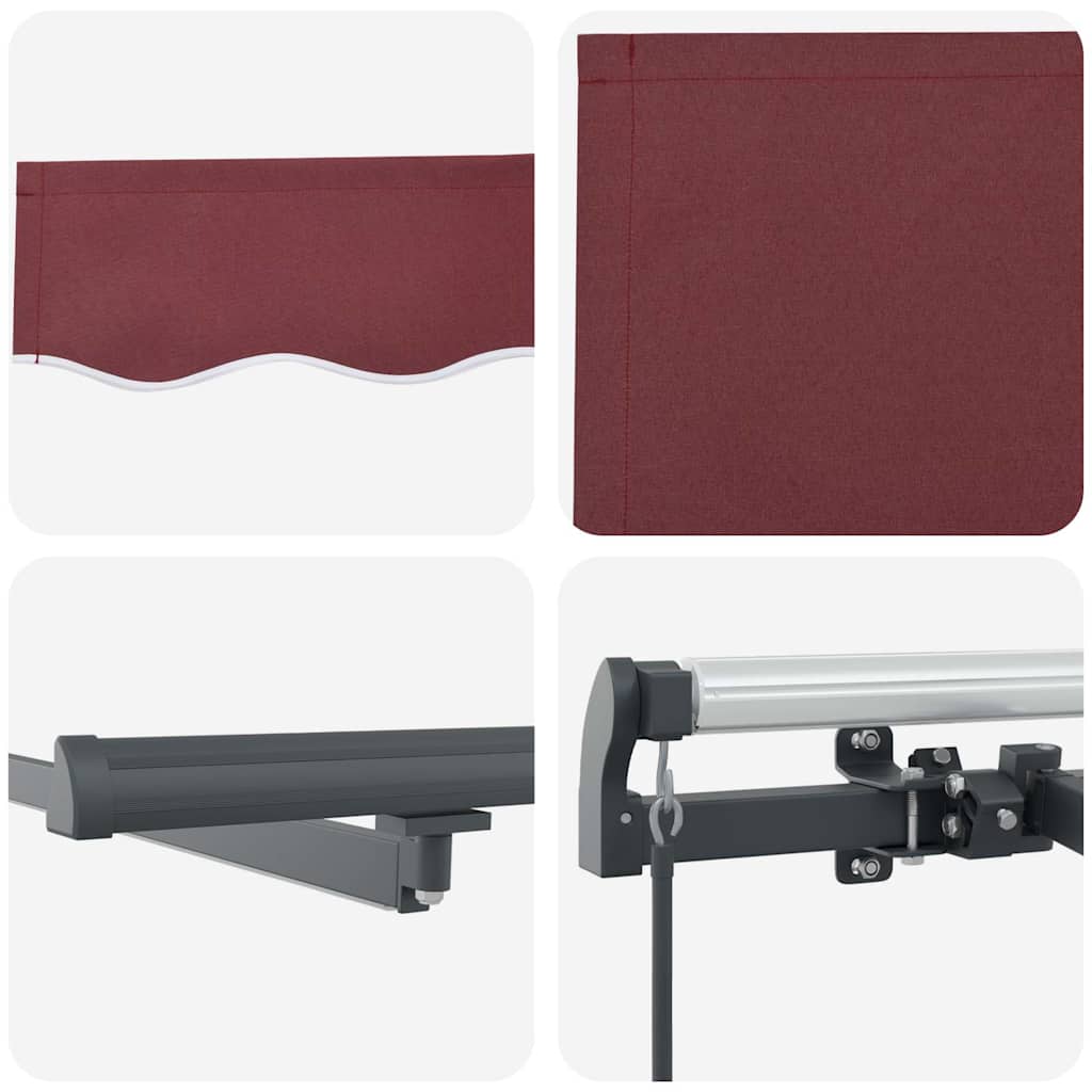Tenda da Sole Retrattile Manuale con LED Bordò 600x300 cm